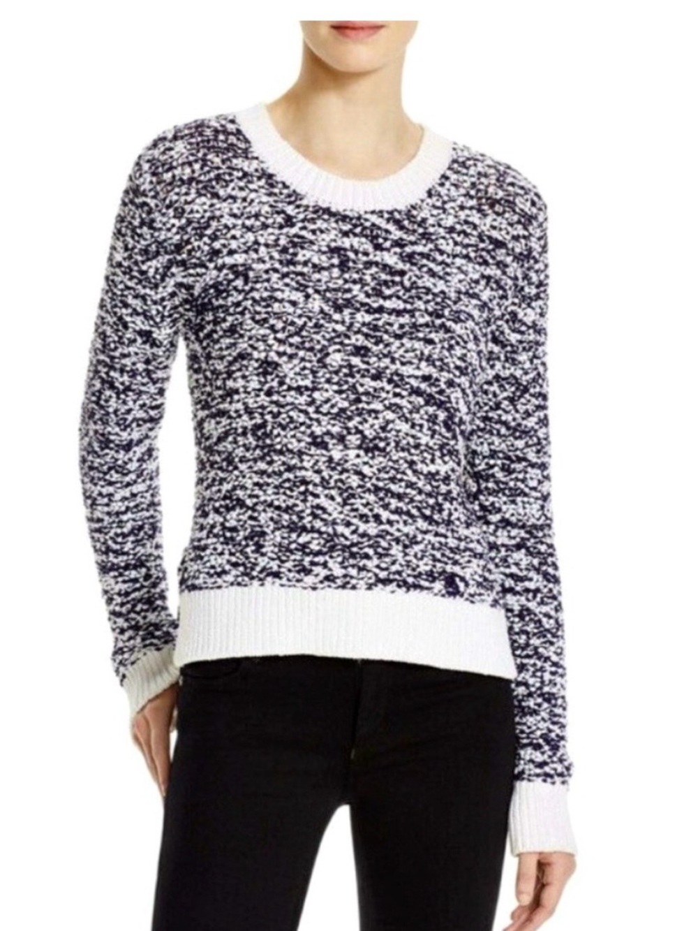 Rag & Bone/JEAN Michelle Bouclé Sweater Size S Navy White Cotton